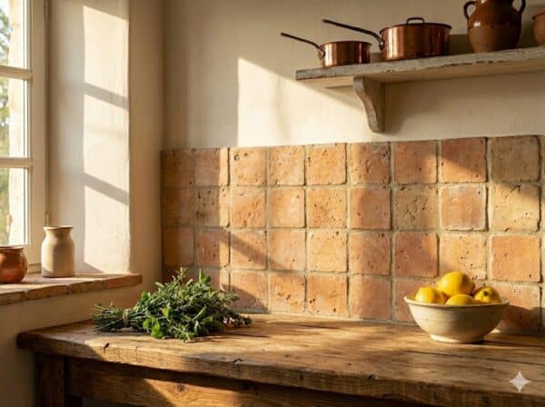 Baldosa de barro manual 15x15x1,6 cm