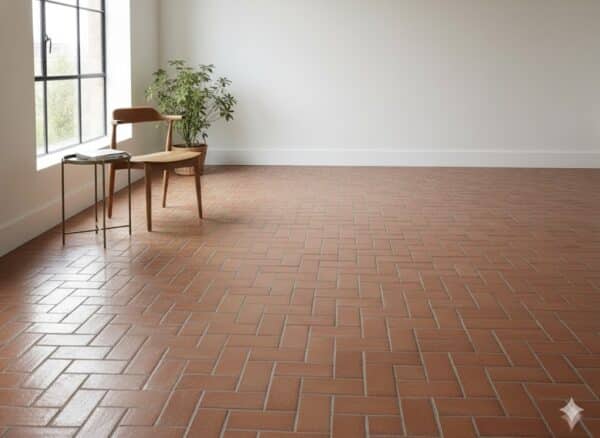 Baldosa de barro 14x28x1,8 cm color rojo